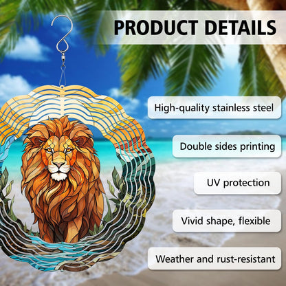 Lion Wind Spinner - Unique 3D Hanging Wind Spinner for Yard and Garden