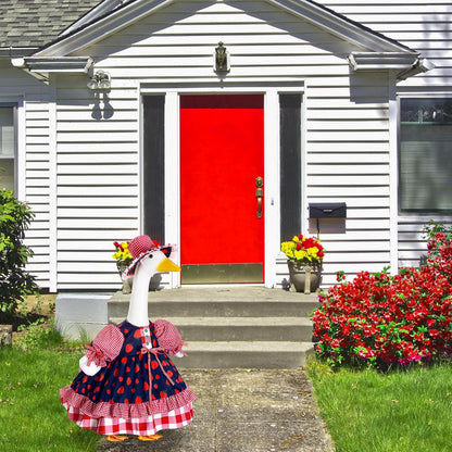 Lolita Goose Outfit Set for 23'' H Plastic Porch Cement Statue Cute Lolita Skirt Fall Spring Summer Goose Costume for Indoor Outdoor Yard Lawn Patio Art Decor(Strawberry)