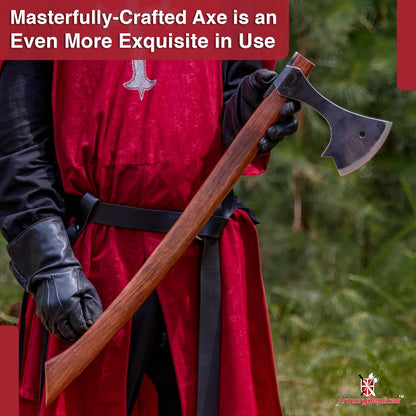 Armory Replicas™ Functional Two-Handed Scandinavian Battle Axe - Tempered High Carbon Steel Boar Formation Medieval Viking War Axe