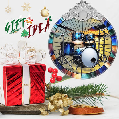 Drum Kit Stained Glass Orament - Christmas Ornament - Christmas Decorations for Tree - Holiday Present ldeas - Gift Exchange