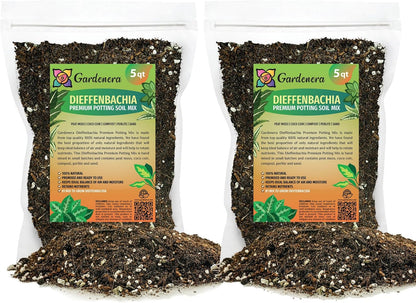 Gardenera Premium Dumb Cane Potting Soil Mix - Ideal Blend for Growing Robust and Healthy Dumb Cane Plants - 10 Quart