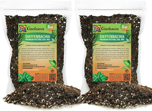 Gardenera Premium Dumb Cane Potting Soil Mix - Ideal Blend for Growing Robust and Healthy Dumb Cane Plants - 10 Quart