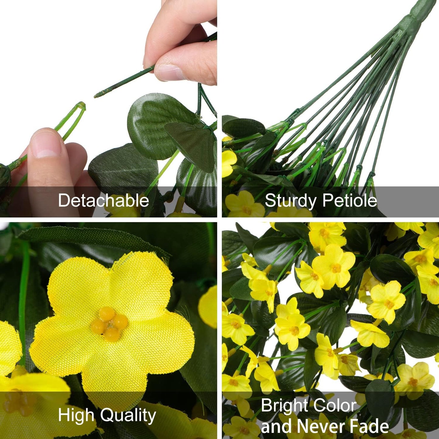 Artificial Faux Hanging Plants Flowers for Outdoor Fall Autumn Decor, 2 PCS Fake Silk Daisy Mums Yellow Orchid Long Vines UV Resistant Realistic for Outside Home Porch Patio Balcony Planter