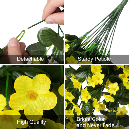 Artificial Faux Hanging Plants Flowers for Outdoor Fall Autumn Decor, 2 PCS Fake Silk Daisy Mums Yellow Orchid Long Vines UV Resistant Realistic for Outside Home Porch Patio Balcony Planter