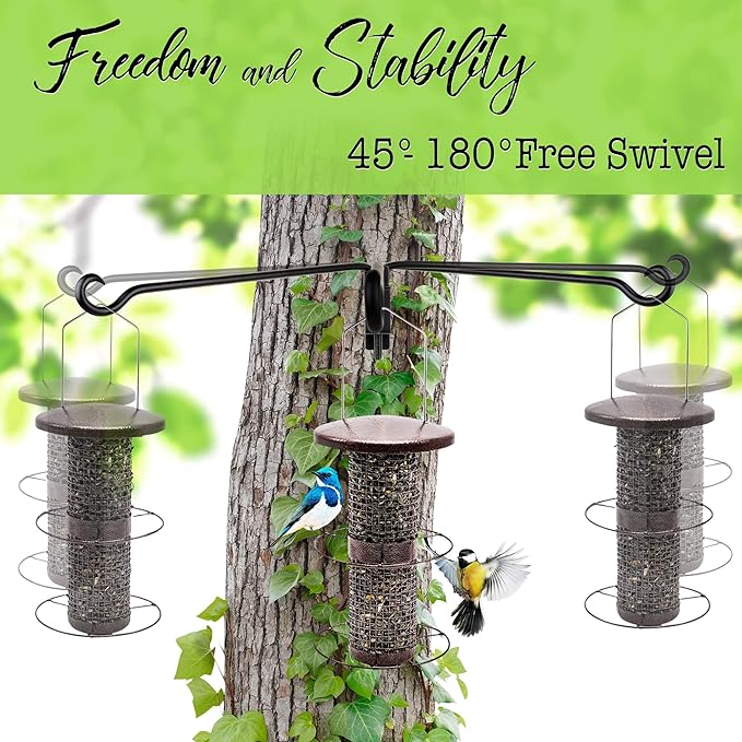 AJART Swivel Hanging Plant Bracket: Outdoor Bird Feeder Hangers for Indoor Wall Mount 16 Inch - 2 Pieces Hummingbird Feeder Hook for Flower Basket