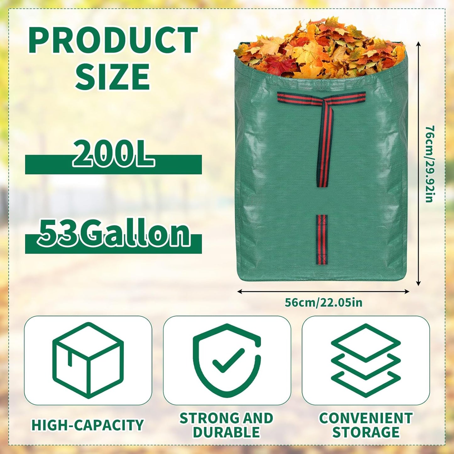 Hysagtek Leaf Collector Large Yard Dustpan - 53 Gallon Leaf Bags Leaves Collector Reusable Yard Waste Bags for Lawn Care, Camping & Recycling