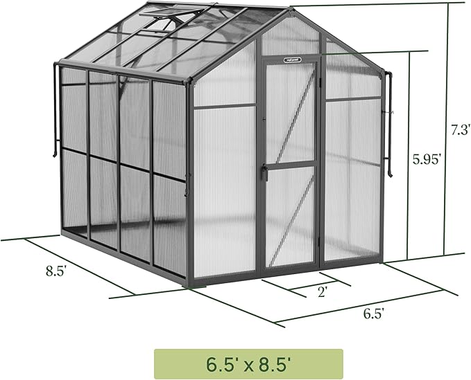 Vego Garden Junior Victorian Greenhouse 6.5 ft – Durable Aluminum Frame with Polycarbonate Panels – All-Season Greenhouse for Backyard or Patio