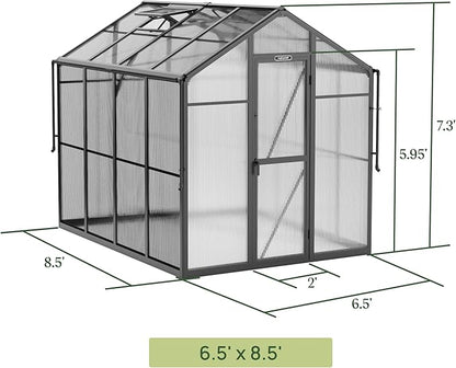 Vego Garden Junior Victorian Greenhouse 6.5 ft – Durable Aluminum Frame with Polycarbonate Panels – All-Season Greenhouse for Backyard or Patio