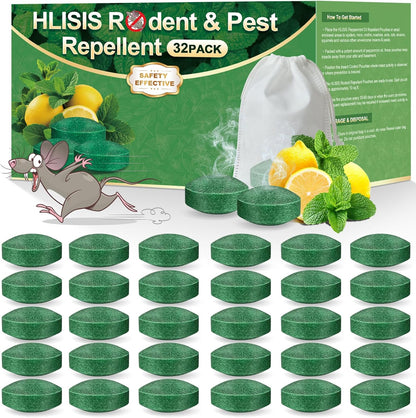 32PCS Mouse Rodent Repellent, Natural Mouse Repellent Peppermint Oil for Mice, Rats, Squirrels, Spiders and Pests, Keeps Pests Away Effectively from Garden & Home, Indoor & Outdoor Use (Peppermint)