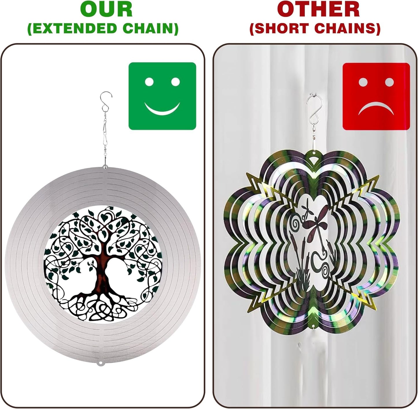 Garden Wind Spinners, 12 Inch 3D Stainless Steel Tree of Life Wind Spinner for Yard Garden Decoration Christmas Party Indoor and Outdoor Decoration
