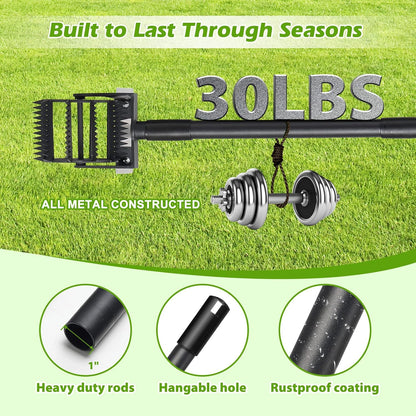 Rotary Cultivator Tool, 2-in-1 Garden Weeder, Crumbler Soil Cultivator Hand Tiller Garden Tool with Sharp Weeding Knife for Soil Mixing, Grass Removal, Lawn Edger, 52 Inch Long