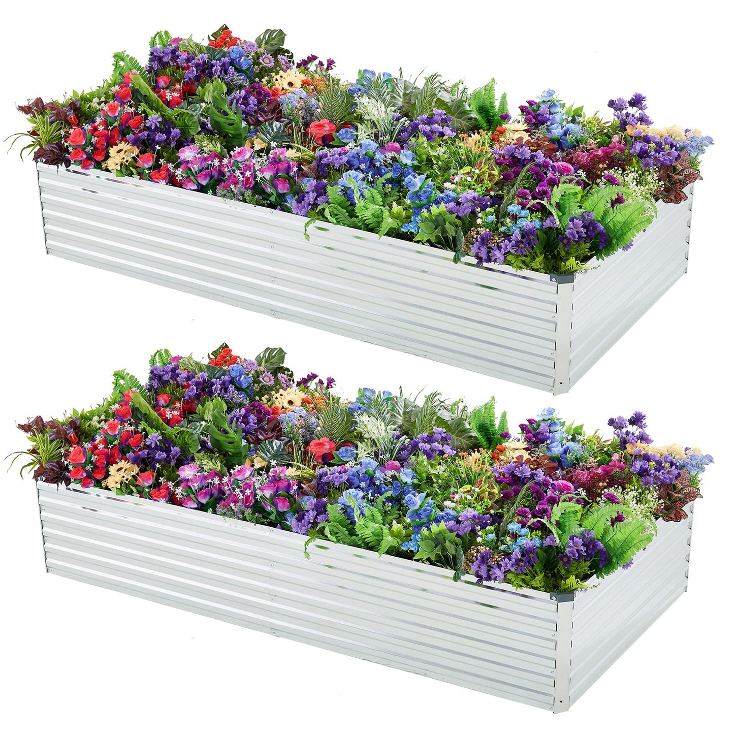 Meberam 2 Pack 6x3x1FT Galvanized Raised Garden Beds Kit Outdoor Metal Gardening Planter Box for