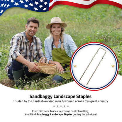 Sandbaggy Galvanized Anchor Pin Landscape Staples - 1000 Pack 6 Inch Length - Trusted by Farmers & Contractors Across The USA