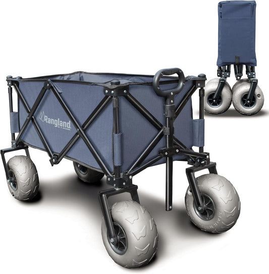Beach Wagon with Big Wheels for Sand - All Terrain Steel Frame Utility Cart with 9" Pneumatic