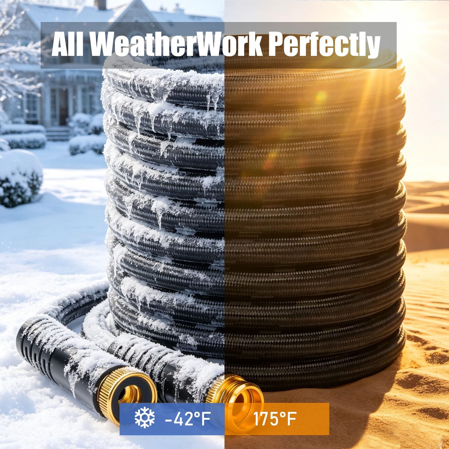 VERDOW Garden Hose 50 ft, Non-Expandable Lightweight Water Hose, 360° Swivel Fittings, 10-Pattern