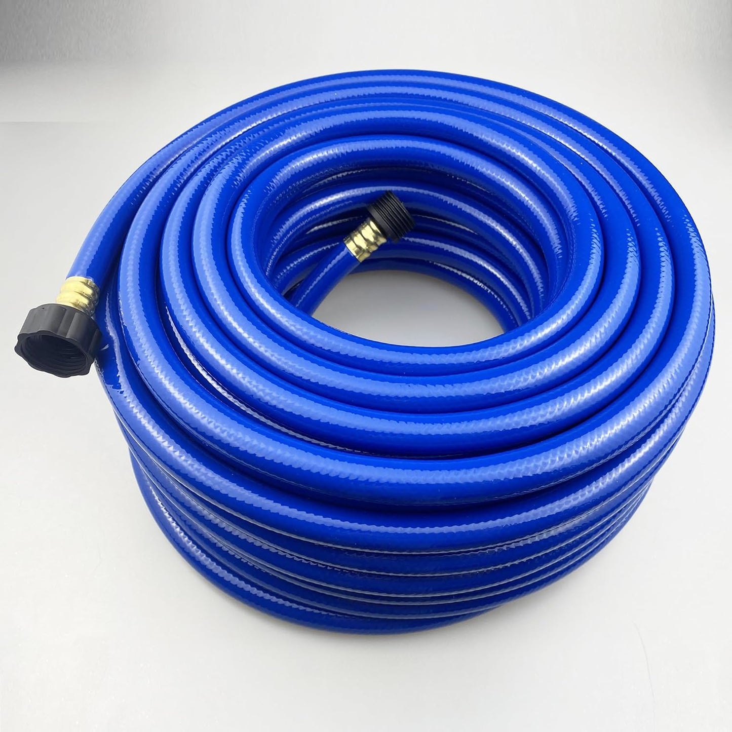 PVC Garden Hose 1/2 Inch, Flexible Water Hose with Male and Female Fittings, No Leaking, Heavy Duty, for Household, Outdoors, Lawns, Patio (75 FT, Blue, Plastic Fittings)