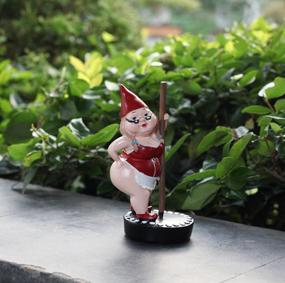 Steel Pipe Dancers Dwarf，Gnome Garden Decorations Resin Statue Outdoor Statue Lawn Yard Balcony Porch Home Decorations Garden Decor