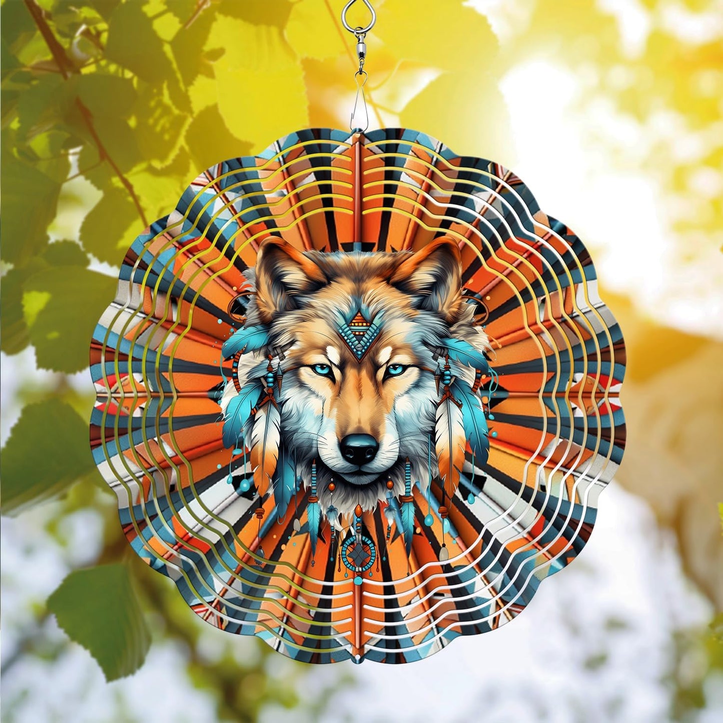 Wolf Wind Spinner, Wolf Wind Spinner Hanging for Yard and Garden, Unique Gift Wind Spinner, 3D Hanging Wind Spinner Outdoor