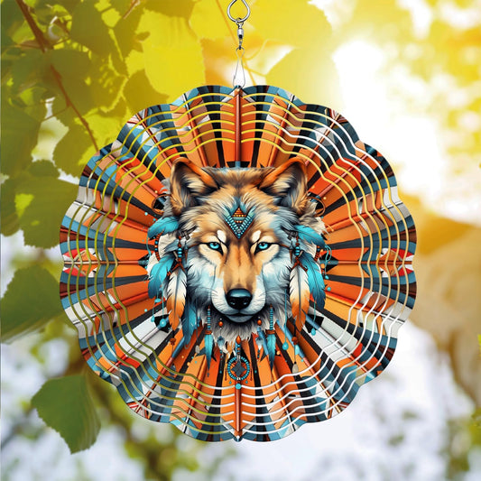 Wolf Wind Spinner, Wolf Wind Spinner Hanging for Yard and Garden, Unique Gift Wind Spinner, 3D Hanging Wind Spinner Outdoor