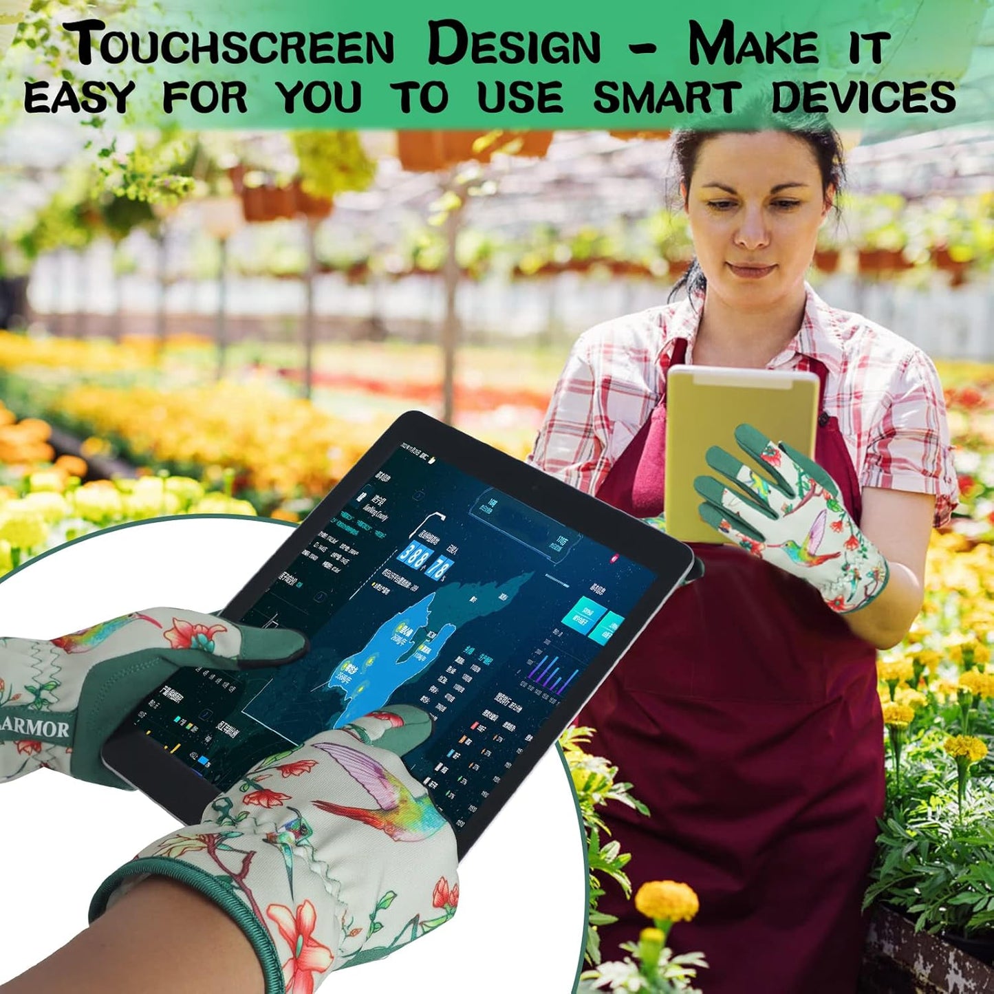 Leather-Gardening-Gloves for Women,Thorn-Proof Work-Gloves for Weeding,Digging,Planting,Pruning Yard garden Gloves