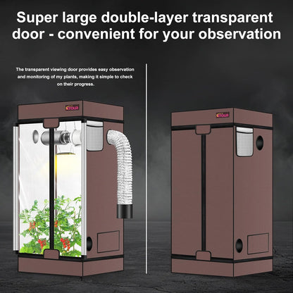 ATOUR 4x2 Grow Tent, 48"x24"x72''High Reflective Mylar 1680D Hydroponic Grow Tents, Waterproof Grow Tent with Double Cleart Observation Door and Floor Tray, for Indoor Plant Growing