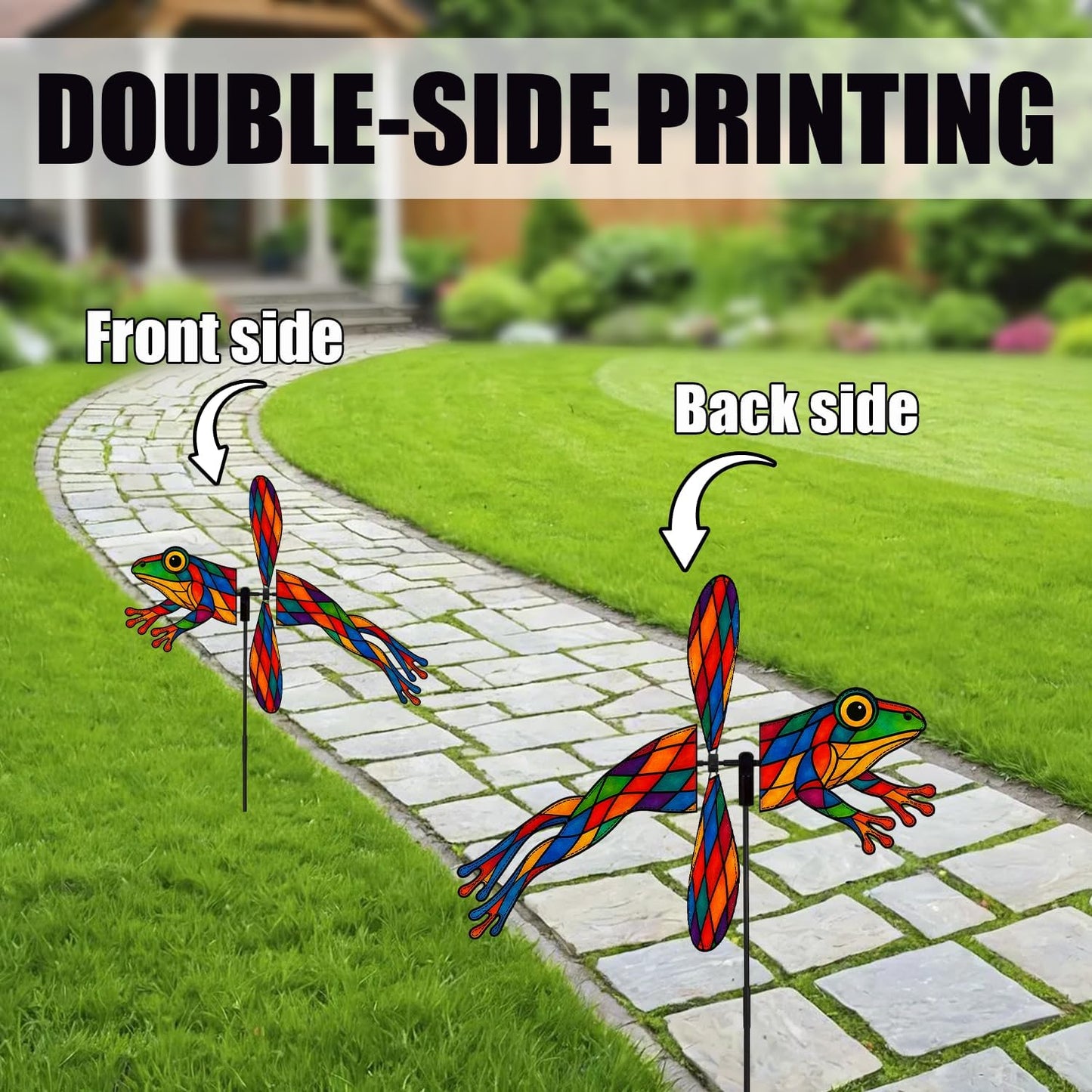 Frog Petite Spinner Outdoor, Frog Wind Spinner for Yard and Garden