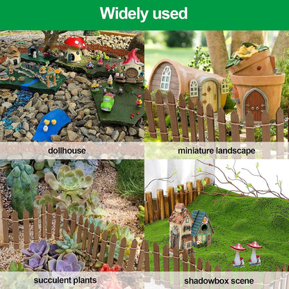 Miniature Fairy Garden Fence,DIY Wood Picket Fence Mini Ornament,Fairy Garden Accessories,Home Garden Plant Pot DIY Diorama Project (Brown,1.96"x 35.4")