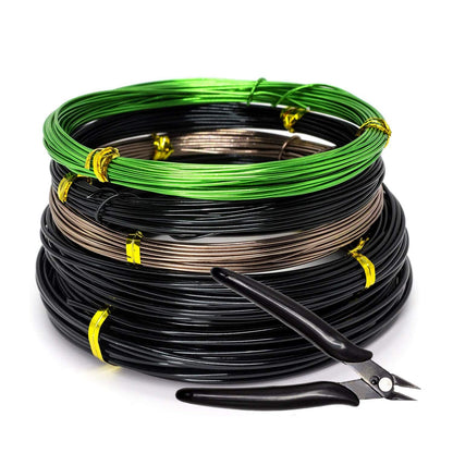 Bonsai Wire Kit - 5 Rolls, 164 Feet Total. Anodized Aluminum Training Wire, 1mm/1.5mm/2.0mm, for Bonsai Trees Indoor