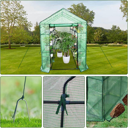 Greenhouse for Outdoors,Walk in 3-Tier 9 Shelves Green House w/ Roll-Up Zippered Door Anchors and Ropes,Waterproof & UV Protected Plant Garden Hot House for Garden Patio Backyard,57 x 85 x 76''