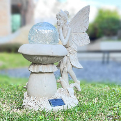COWOS Solar-Powered Garden Fairy Statue, Handcrafted Resin Statue for Gardens & Special Occasions for Outdoor Patio Lawn Garden Clearance Decor, Memorial Gift, Yard Art, Sympathy Gift