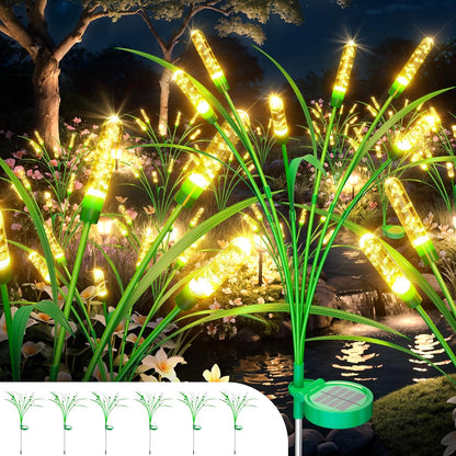6 Packs Reeds Solar Garden Light, 30 Inch Garden Solar Light with 36 Bulbs, Intelligent Light Control System, IP65 Waterproof, Outdoor Solar Light for Decorating Yard, Pathway(Warm Color)