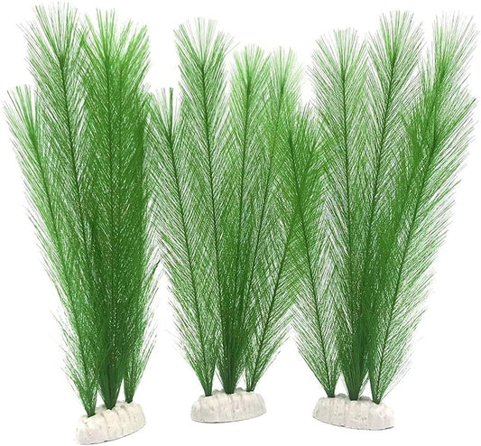 BEGONDIS Aquarium Decorations 3Pcs Fish Tank Artificial Green Water Plants Made of Silk Fabrics