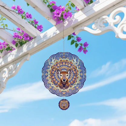 Wind Spinners Outdoor, Purple Brown Elk Deer 3D Stainless Steel Wind Sculpture Spinner for Garden Outside Hanging Decor Mother's Day Christmas Birthday Gifts for Women Men Mom Nana 13.7 in