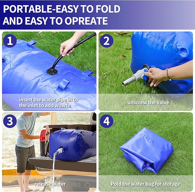 Large Capacity Water Storage Bladder Containers, Bladder Tank for Drought Resistance, Fire Prevention, Emergency Water, Agricultural Irrigation Outdoor (330L/87Gal, Blue)