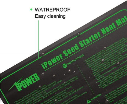 iPower 2-Pack 40-108 Degrees Fahrenheit Digital Heat Mat Thermostat Controller and 10" x 20" Hydroponic Seeding Warm Pad Plant Starting Kit Combo