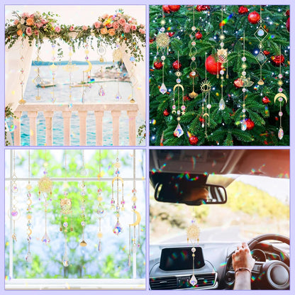 16 pcs Crystal Suncatcher, Colorful Suncatchers Sun Catchers Indoor Window Hanging Ornaments for Home Garden Ceiling Christmas Party Wedding Indoor Outdoor Decoration Prism Rainbow Maker