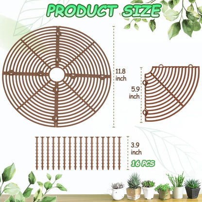 Plant Pot Gird Cover, 2 Pack Potted Plant Grid Soil Protectors with Stakes for Gardening Indoor Plant Pot Mesh Cats Dog Animals Digging Insulating Protector Shield for Balcony Flower Soil D11.8 In