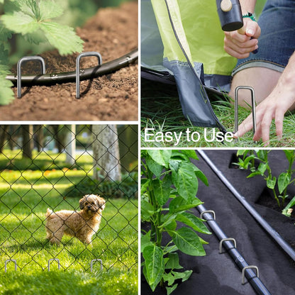 4 Inches Landscape Staples,Galvanized Garden Stakes Yard Stakes Garden Staples Prefect for Weed Barrier Fabric,11 Gauge Landscape pins for Tent,Balloons, Irrigation Tube. (4 Inch 100 Pack)