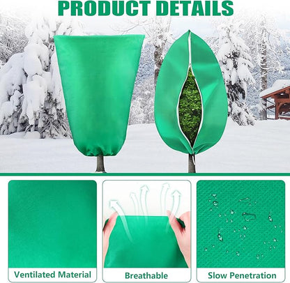 Plant Covers Freeze Protection, 1 Pack 78''× 95'' Green Frost Cloths Blankets with Zipper Drawstring Shrub Tree Covers for Winter Outdoor Plants Freeze Protection