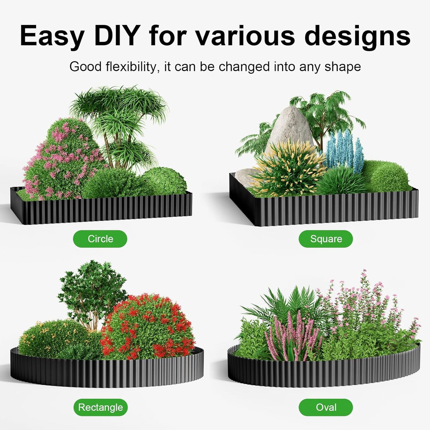 Land Guard Corrugated Garden Edging Border, 6" x 25' Landscape Paver Edging, Tall Landscape Edging, Fence for Garden, Flower Bed, Lawn and Landscape Edging (Glossy Black)