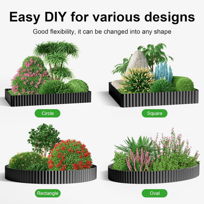 Land Guard Corrugated Garden Edging Border, 6" x 50' Landscape Paver Edging, Tall Landscape Edging, Fence for Garden, Flower Bed, Lawn and Landscape Edging (Glossy Black)