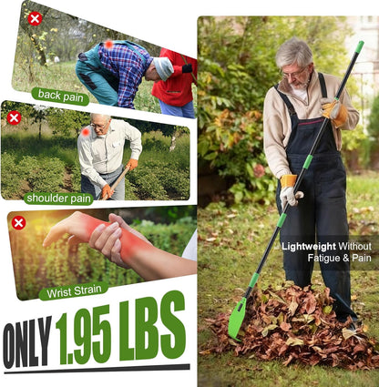 Plastic Rake for Leaves - Lightweight Outdoor Garden Rakes for Leaves,Grass,Pine Needle,Gentle Sweep Leaf On Lawn Yard, 75" Adjustable Long Handle for Gardening Camping