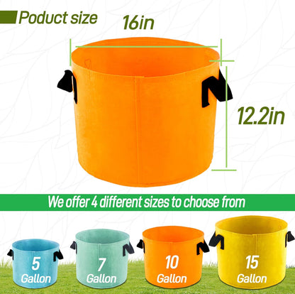 10-Gallon Fabric Grow Bags (7 Pack of Mix Colors) with Handles for Potato Tomato Flower and Vegetables