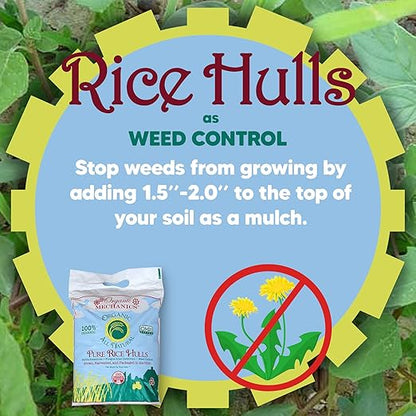 Pure Rice Hulls, 2 Cubic Foot - A Sustainable Alternative to Perlite - Enhances Drainage, Porosity and Air Space - Eco-Friendly & Locally Sourced