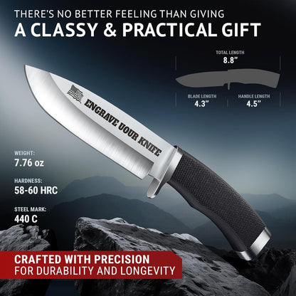 Custom Knife for Men and Women - Personalized Idea Gifts - Engraved Gifts for Dad Husband Boyfriend Wife Girlfriend - Customized Fixed Knives for Birthday - Unique Present 148109 PS