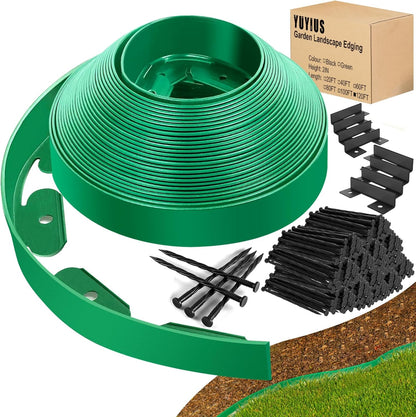 Landscape Edging - Garden Edging Border 120FT 2IN Tall with 180 Stakes, No Dig Lawn Edging for Landscaping for Garden Bed, Yard, 0.15" Thick Flower Bed Border Edging with Connector for Outdoor