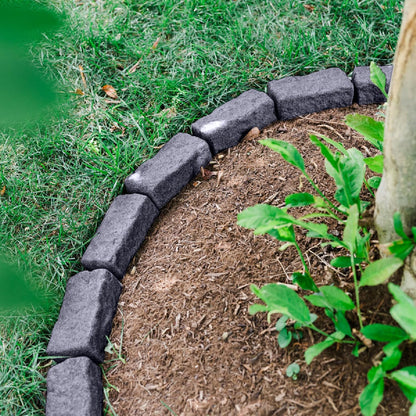 Beuta Landscape Edging | Garden Edging Border | Faux Stone Bricks for Lawn edging, Flower beds, Pathways & Yard Edging– 40 Packs | Each Section Has 6 Bricks 48"L x 4"W x 2.25"H | 120 Spikes |Charcoal