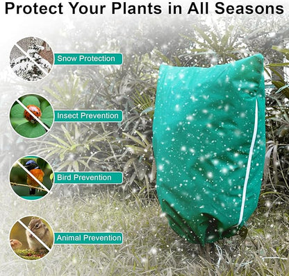 Insoma 2 Packs Plant Covers Freeze Protection 31.5" W X 47.3" H, Outdoor Plants Frost Protection Covers with Zipper & Drawstring, Frost Blankets for Tree, Shrub Potted Plants Cover in Winter