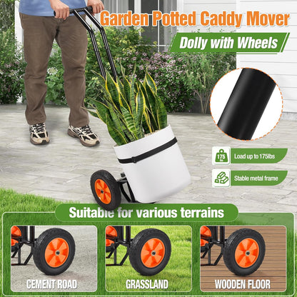 Plant Caddy with Wheels, Heavy Duty Plant Dolly Cart with Adjustable Grabbing Arm and Suction Cups for Plant Pots, Garden Pot Mover Trolley Cart with Strap, Ideal for Indoor and Outdoor Use, Black