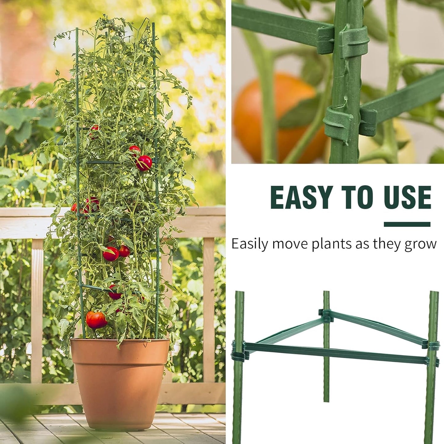100 PCS Tomato Cage Connectors, Stake Arms for Tomato Cage, Expandable Trellis Connectors Plant Support Garden Stakes 12.6” Garden Plants Stake Arms Fit for 16mm Stakes, for Climbing Plants, Flowers